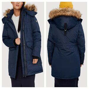 NWT Noize L Nora Parka Coat Winter Jacket Hooded Navy Marine Blue
